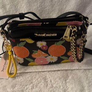 Juicy Couture Black and Orange Fruit Crossbody Bag
